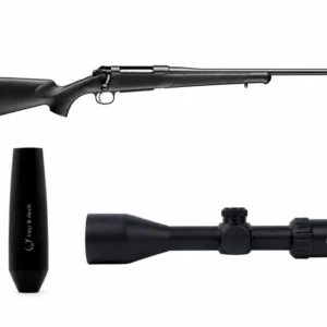 Sauer 100 i kaliber 308 med Myths kikkertsikte (2,5-15x56) og Freyr & Devik demper